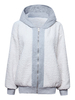 Plus Size Casual Velvet Patchwork Long Sleeve Zipper Hood Coat