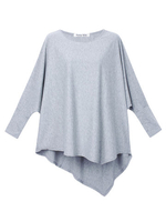 Plus Size Casual Women Irregular Batwing Sleeve Solid T-Shirt