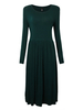 Plus Size Casual Women Long Sleeve O Neck Pleated Dress
