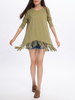 Plus Size Casual Women Tassel Long Sleeve O-Neck T-shirt