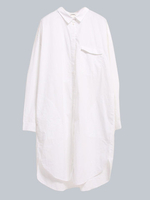 Plus Size Casual Women White Pocket Lapel Shirt Dress