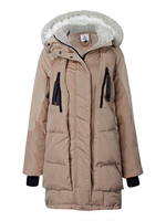 Plus Size Casual Zipper Knit Patchwork Hood Down Coat