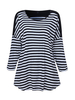 Plus Size Causal Stripe Splicing Long Sleeve Blouse For Women