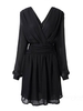 Plus Size Chiffon Deep-V Backless Long Sleeve Dress