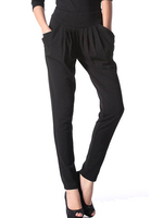 Plus Size Chiffon Skinny Pleat Fashion Pure Color Women Harem Trousers