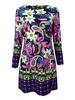 Plus Size Classical Ethnic Print Pockets Slim Dress