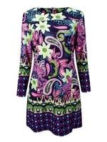 Plus Size Classical Ethnic Print Pockets Slim Dress