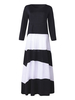 Plus Size Color Block Geometric Stripe Patchwork Women Maxi Dress