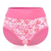 Plus Size Cozy Milk Silk Floral Printing Panties Elastic High Waist Underwear For Women