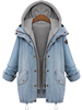 Plus Size Denim Drawstring Twinset Hooded Women Jacket Outerwear