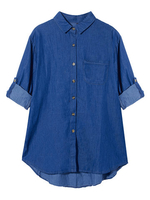 Plus Size Denim Long Sleeve Women Loose Blouse