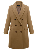 Plus Size Elegant Double Breasted Long Woolen Coat