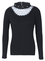 Plus Size Elegant Lace Elastic Knited Zipper Women Sweater