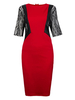 Plus Size Elegant Lace Splicing Zipper Bodycon Dress