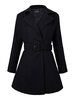 Plus Size Elegant Pleated Solid Lapel Long Sleeve Woolen Coat