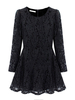 Plus Size Elegant Women Long Sleeve Lace Pleated Dress