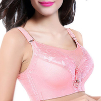 Plus Size Embroidery Lace Push Up Prefect Coverage Soft Gather Bra