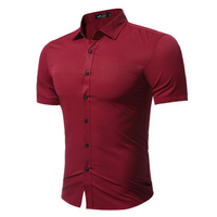 Plus Size Fashion Casual Solid Color Simple Style Short Sleeve Dress Shirts for Men