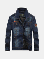 Plus Size Korean Style Casual Slim Double Multi Pockets Denim Jackets for Men