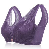 Plus Size Lace Breathable Gather Underwire Push Up Full Cup Thin Bras