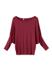 Plus Size Loose Sexy Women Solid O Neck Batwing Sleeve Pullover T-Shirt