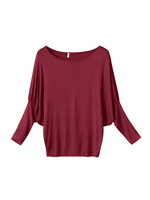 Plus Size Loose Sexy Women Solid O Neck Batwing Sleeve Pullover T-Shirt