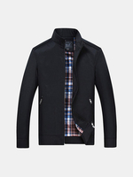 Plus Size Mens Fall Winter Brief Style Stand Collar Solid Color Slim Fit Casual Jacket