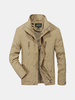 Plus Size Mens Hooded Water-repellent Jacket Stand Collar Multi-pocket Outdoor Casual Coat