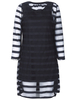 Plus Size Mesh Hollow Out Stripe Bodycon Dress