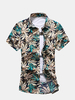 Plus Size Outdoor Casual Beach Floral Printing Short Sleeve Dress Shirts for Men
