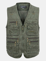 Plus Size Outdoor Fishing Multi Pockets Multi Functions Vest Waistcoats for Men