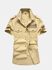 Plus Size Outdoor Sport Cotton Breathable Multi Pockets Cargo Short Sleeve Dress Shirts for Men