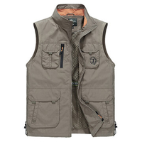 Plus Size Outdoor Sport Water Repellent Thin Loose Stand Collar Fishing Vest for Men