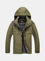 Plus Size Outdoor Thin Waterproof Breathable Climbing Detachable Hood Jacket for Men