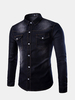 Plus Size Personality Double Chest Pockets Washed Long Sleeve Denim Dress Shirts for Men