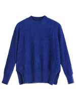 Plus Size Plush Knitted Symmetrical Split Pullover Sweater