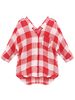 Plus Size Pocket Asymmetrical Plaid V Neck Button Women Blouse