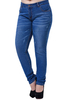 Plus Size Pockets Slim Solid Color Denim Skinny Pant