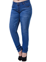 Plus Size Pockets Slim Solid Color Denim Skinny Pant