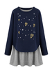 Plus Size Printed Long Sleeve Asymmetrical Two-pieces Dress