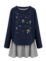 Plus Size Printed Long Sleeve Asymmetrical Two-pieces Dress