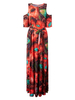 Plus Size Printed Off Shoulder Belt Beach Women Maxi Dress