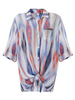 Plus Size Printed Pocket Chiffon Lapel Women T-shirt
