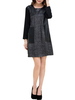 Plus Size PU Patchwork Pocket Long Sleeve Mini Dress