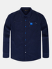 Plus Size Royal Blue Fat Cotton Breathable Band Collar Dress Shirts for Men