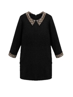 Plus Size Sequins Peter Pan Collar Mini Dress