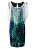 Plus Size Sequins Tassel Patchwork Sleeveless Straight Dress