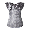 Plus Size Sexy Frill Shirred Embroidered Corset Side Zip Satin Overbust Corselet For Women