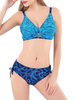 Plus Size Sexy Patchwork Printing Backl Straps Bikinis Swimwear