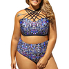 Plus Size Sexy Printed Strings Criss-cross High Waist Bikini Swimwear